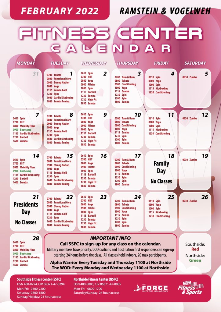 February Fitness Calendar